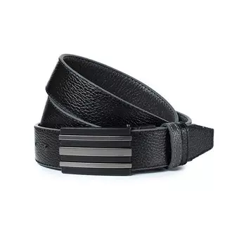 Ремень поясной мужской натуральная кожа 22018 серый/черный 130х3,3х0,3 см