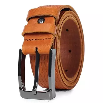 Ремень поясной мужской натуральная кожа 2722 рыжий 150х3,3х0,3 см
