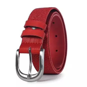 Ремень поясной женский натуральная кожа 41322 красный 125х3,5х0,3 см