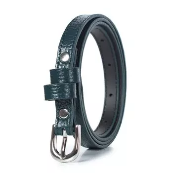 Ремень поясной женский натуральная кожа 49620 зеленый Т. 120х1,2х0,3 см