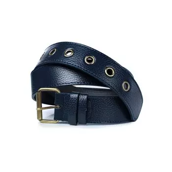 Ремень поясной женский натуральная кожа 54020 темно-синий 120х3,7х0,3 см