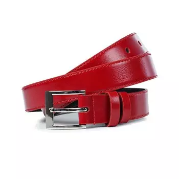 Ремень поясной женский натуральная кожа 5719 красный 120х2,8х0,3 см