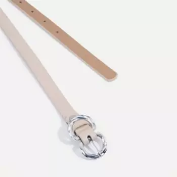 Ремень женский, ширина 1,5 см, винт, пряжка металл, цвет бежевый