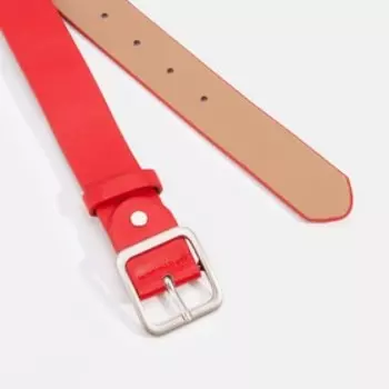 Ремень, ширина 3,5 см, винт, пряжка металл, цвет красный