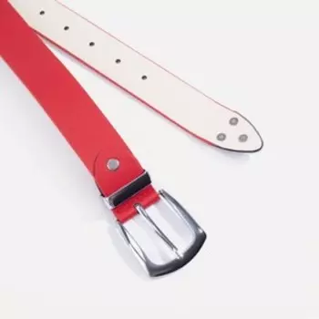 Ремень, ширина 3,5 см, винт, пряжка металл, цвет красный