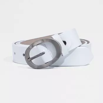 Ремень, ширина 3 см, винт, пряжка металл, цвет белый