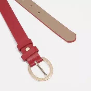 Ремень женский, ширина 2,5 см, винт, пряжка металл, цвет красный