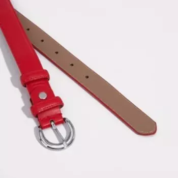 Ремень женский, ширина 2,5 см, винт, пряжка металл, цвет красный