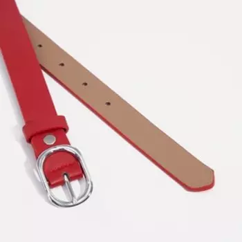 Ремень женский, ширина 2,5 см, винт, пряжка металл, цвет красный