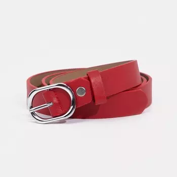Ремень женский, ширина 2,5 см, винт, пряжка металл, цвет красный