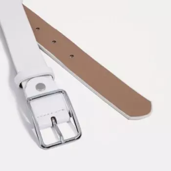 Ремень женский, ширина 3 см, винт, пряжка метал, цвет белый