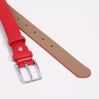 Ремень женский, ширина 3 см, винт, пряжка металл, цвет красный