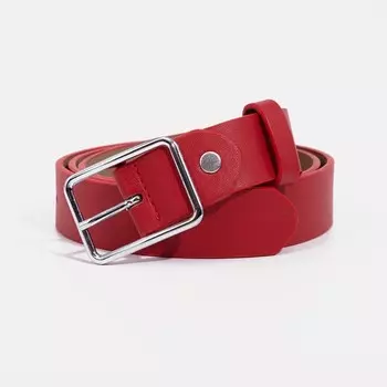 Ремень женский, ширина 3 см, винт, пряжка металл, цвет красный