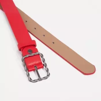 Ремень женский, ширина 3 см, винт, пряжка металл, цвет красный