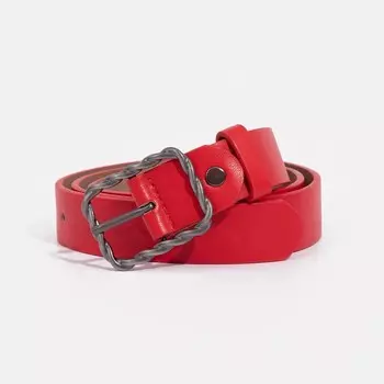 Ремень женский, ширина 3 см, винт, пряжка металл, цвет красный