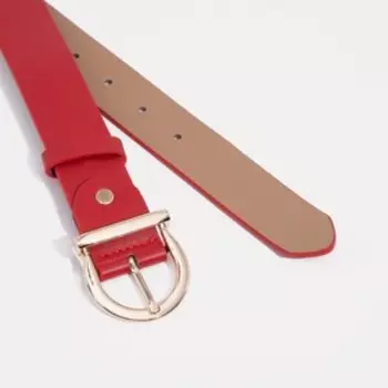 Ремень женский, ширина 3,5 см, винт, пряжка металл, цвет красный