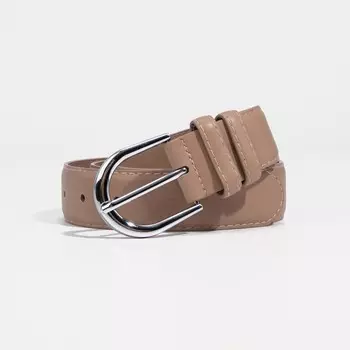 Ремень женский, ширина 3,5 см, винт, пряжка металл, цвет бежевый