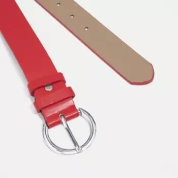 Ремень женский, ширина 3,5 см, винт, пряжка металл, цвет красный