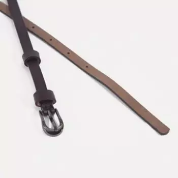 Ремень женский, гладкий, пряжка чёрный металл, ширина - 1 см, цвет кофе