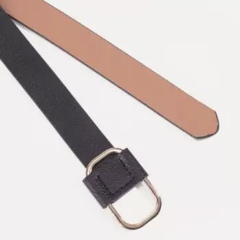 Ремень женский, матовый, пряжка золото, без прокола, цвет чёрный