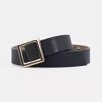 Ремень женский, матовый, пряжка золото, без прокола, цвет чёрный