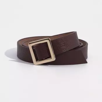 Ремень женский, матовый, пряжка золото, без прокола, цвет коричневый