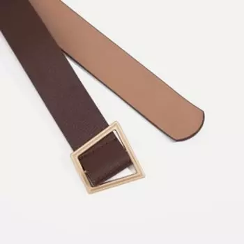 Ремень женский, матовый, пряжка золото, без прокола, цвет коричневый