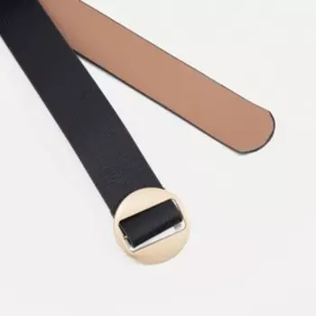 Ремень женский, матовый, пряжка золото, пластик, без прокола, цвет чёрный