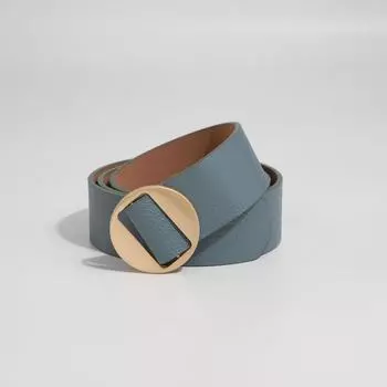 Ремень женский, матовый, пряжка золото, пластик, без прокола, цвет голубой