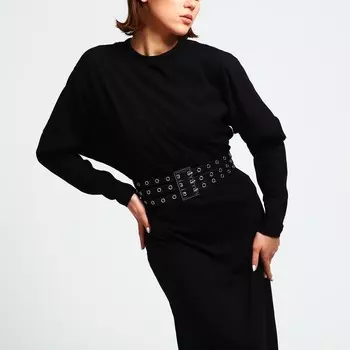 Ремень-корсет женский с люверсами, широкий, 1056 см, чёрный