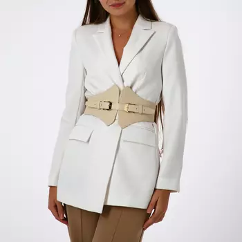 Ремень-резинка женский широкий, 6815 см, пряжка металл, золотистая, бежевый