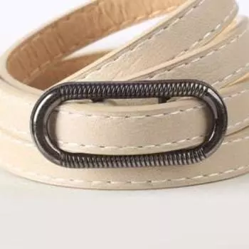 Ремень женский, ширина 1,1 см, гладкий, пряжка металл, цвет бежевый