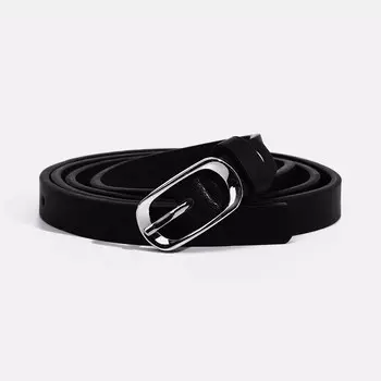 Ремень женский, ширина 1.2 см, винт, пряжка металл, цвет черный