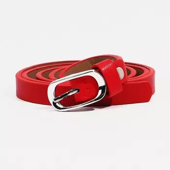 Ремень женский, ширина 1.2 см, винт, пряжка металл, цвет красный