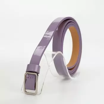 Ремень женский тонкий, 1101.3 см, прямоугольная пряжка металл, серебристая, сиреневый