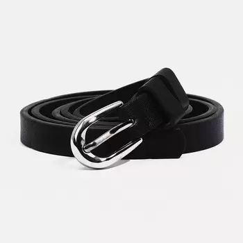 Ремень женский, ширина 1.3 см, винт, пряжка металл, цвет чёрный