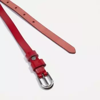 Ремень женский, ширина 1,3 см, винт, пряжка металл, цвет красный