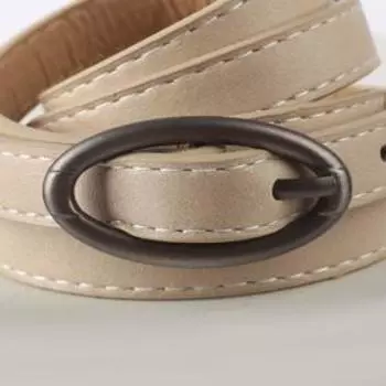 Ремень женский, ширина 1,4 см, гладкий, пряжка металл, цвет бежевый