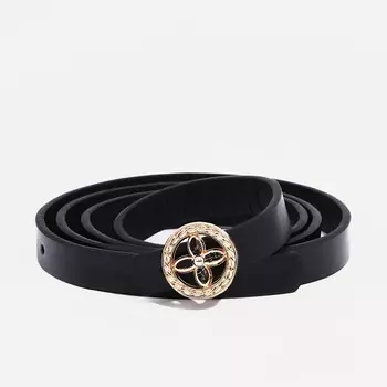 Ремень женский, ширина 1.4 см, пряжка металл, цвет чёрный