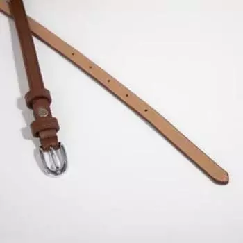 Ремень женский, ширина 1,4 см, винт, пряжка металл, цвет коричневый