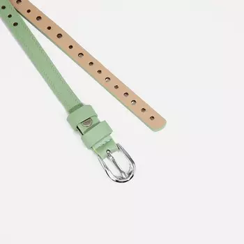 Ремень женский, ширина 1.5 см, винт, пряжка металл, цвет зелёный