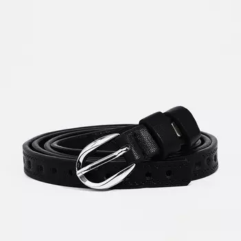 Ремень женский, ширина 1.5 см, винт, пряжка металл, цвет чёрный