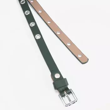 Ремень женский, ширина 1,5 см, винт, пряжка металл, цвет зелёный