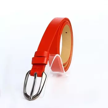 Ремень женский тонкий, 1101.6 см, пряжка тёмный металл, красный