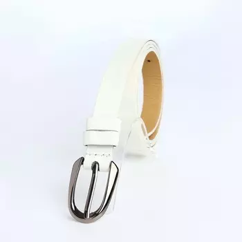 Ремень женский тонкий, 1101.6 см, пряжка тёмный металл, белый