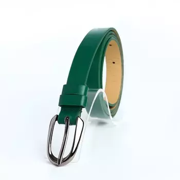 Ремень женский тонкий, 1101.6 см, пряжка тёмный металл, зелёный