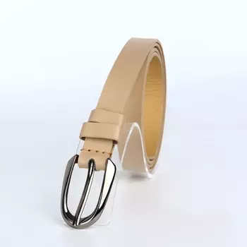 Ремень женский тонкий, 1101.6 см, пряжка тёмный металл, бежевый