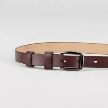 Ремень женский, ширина - 1,8 см, гладкий, винт, пряжка тёмный металл, цвет коричневый