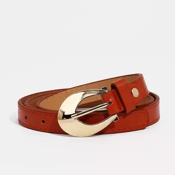Ремень женский тонкий с винтом, 1101.8 см, пряжка металл, золотистая, рыжий