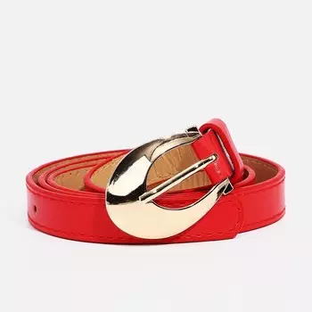 Ремень женский, ширина 1.8 см, винт, пряжка металл, цвет красный